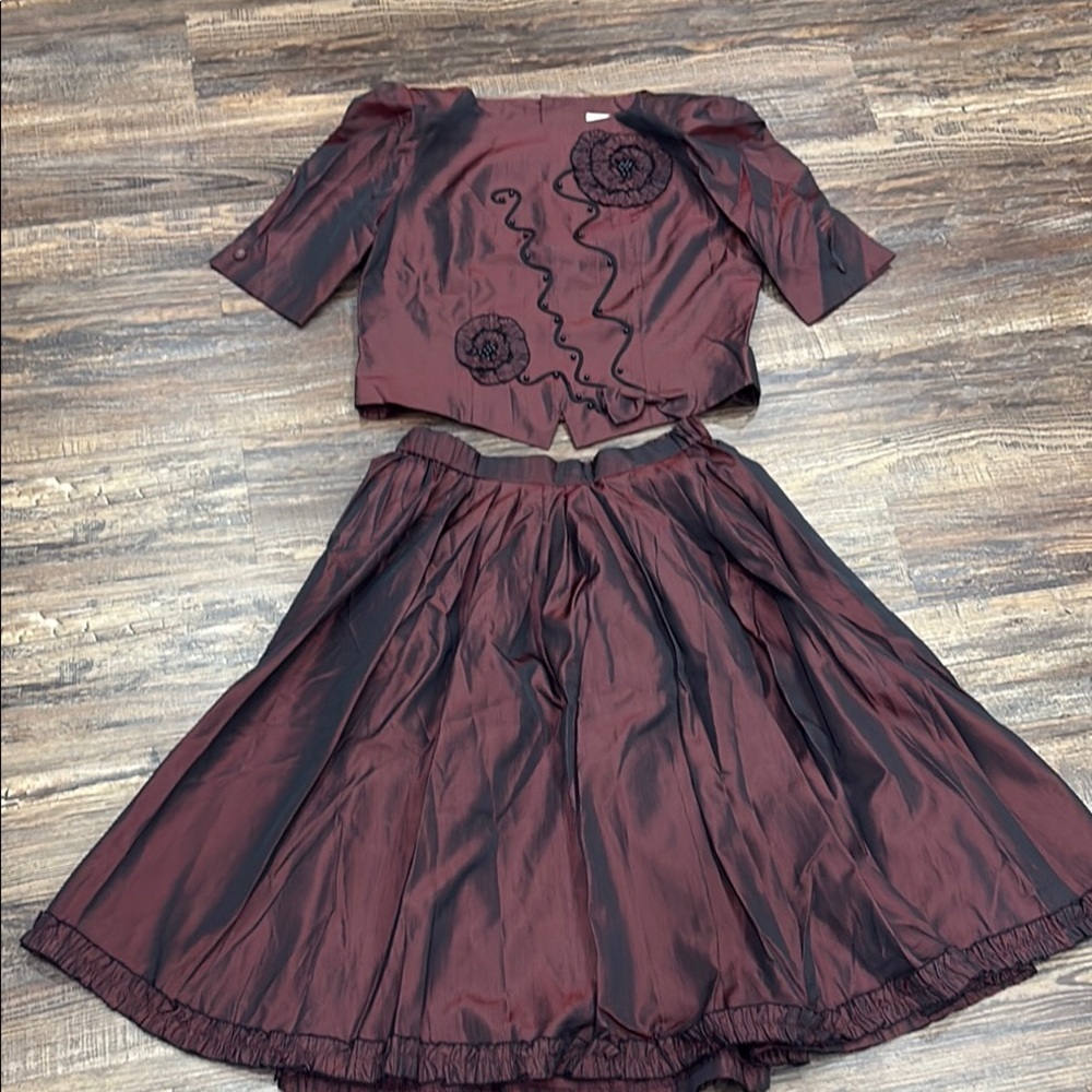 Mary Earl Burgundy Skirt/Top Set